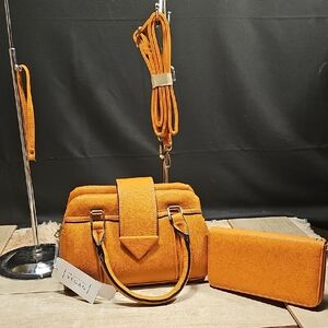 Vegan Orange Handbag Set